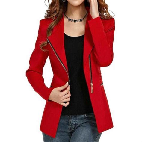 Sexy Red Side Zip Work Blazer | Womens Coats & Jackets - Edgy Couture