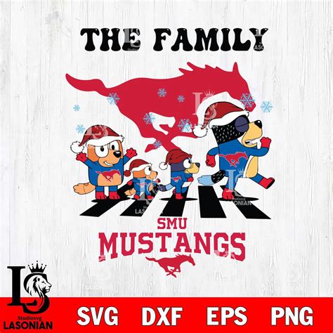 SMU Mustangs Family Bluey Christmas – lasoniansvg