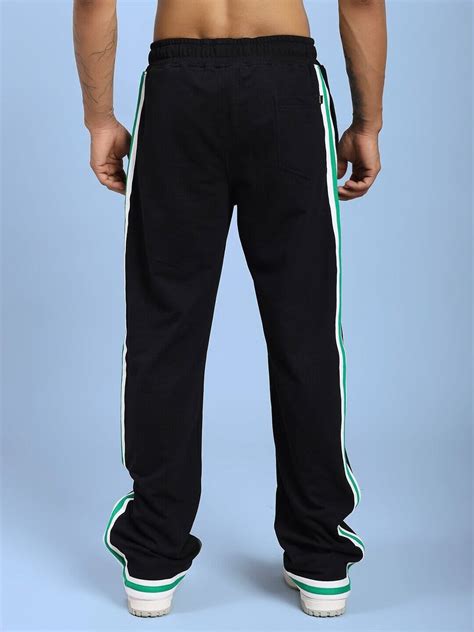 VELO GREEN STRIPE RELAXED FIT JOGGER BLACK