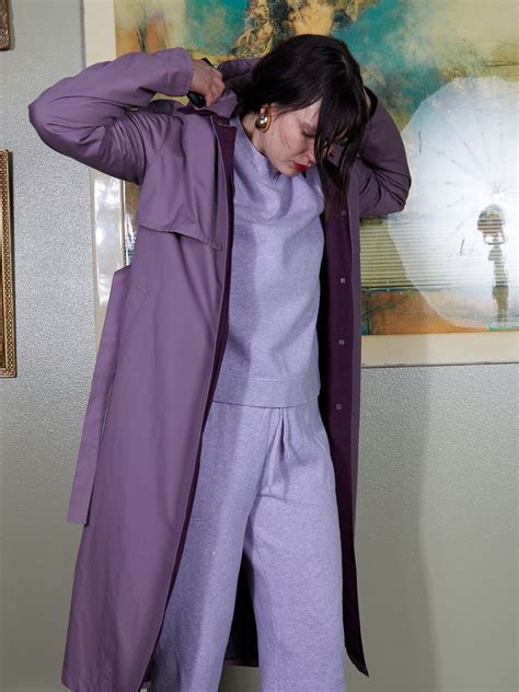 Purple Trench Coat Vintage Hooded Trench Chic Minimalist Lavender Mauve ...