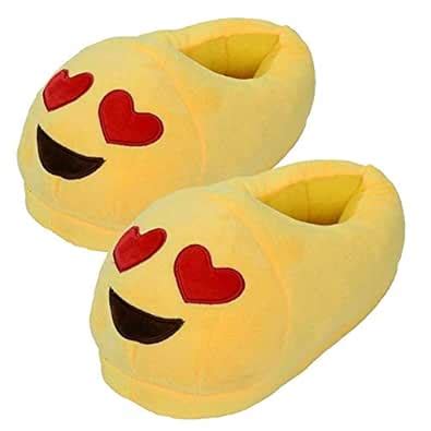 Qualtos Yellow Smiley Warm Shoes Emoji Bedroom Slipper Free Size Indoor ...