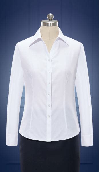 V领白衬衫女职业夏季短袖正装蓝色工作服工装长袖女士白色寸衬衣 - 三坑日记