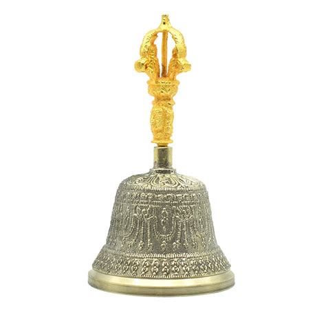 Dalvkot Decorative Brass Pooja Ghanta Bell with Hand for Pooja Room (6 ...