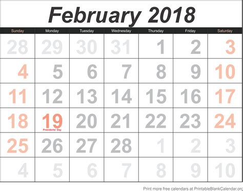 February 2018 Calendar