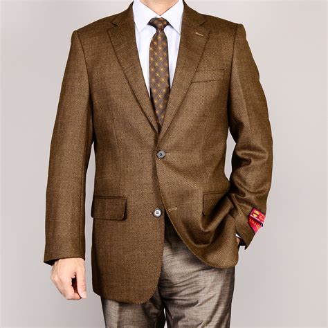 Men's Brown 2-Button Wool Sport Coat - 14245449 - Overstock.com ...