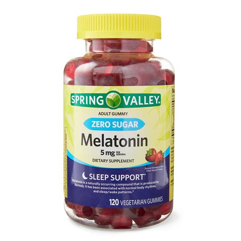 Spring Valley Zero Sugar Melatonin Sleep Support Dietary Supplement Gummies, 5 mg, 120 Count ...