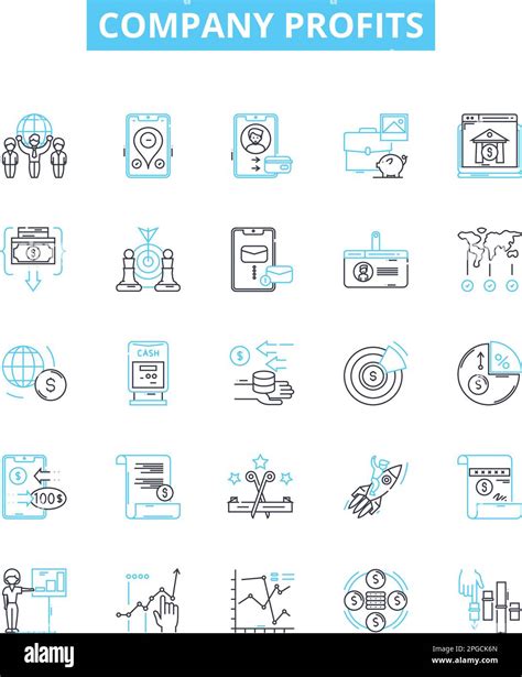 Company profits vector line icons set. Profit, Revenue, Gains, Benefit ...