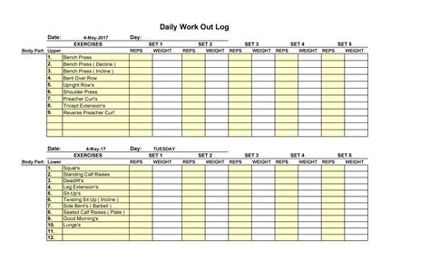 Exercise Template Excel 的图像结果