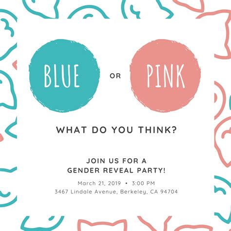 Free custom printable gender reveal invitation templates | Canva
