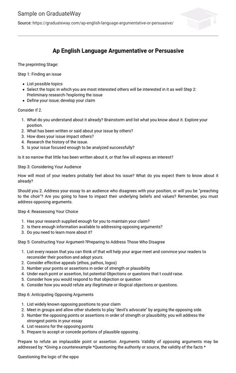 ⇉Ap English Language Argumentative or Persuasive Essay Example ...