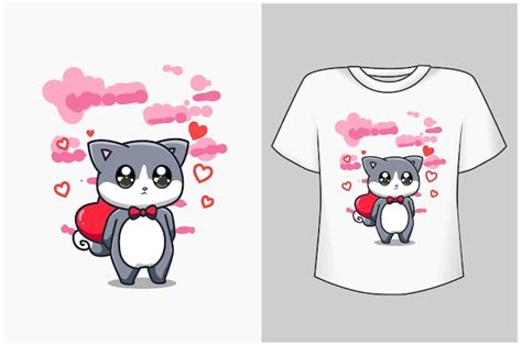 Babykatze und Liebeskarikaturillustration | Premium Vektor