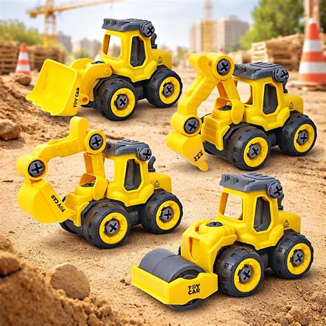 Toyshine Take Apart Toy 4 Pack - DIY Construction Engineering Car Toy ...