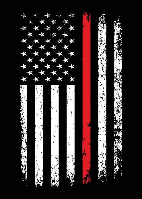 Thin Red Line With Vintage Distressed American Flag 21961447 Vector Art ...