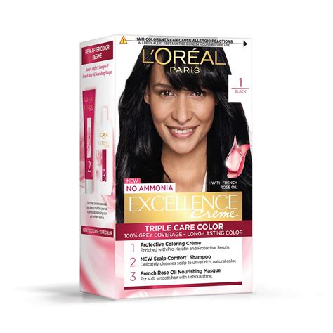 Buy L'Oreal Paris Excellence Creme Hair Color, 1 Black, 72ml+100g ...