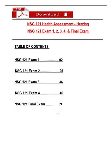 NSG 121 Exam 1, 2, 3, 4 & Final – Health Assessment (Herzing University ...