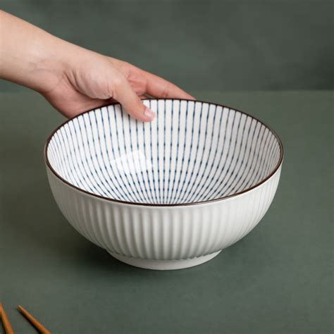 Meraki Striped Ceramic Serving Bowl 800 ml Online - Premium Serving ...