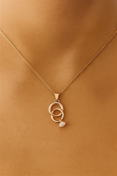 Double circle ring of diamond pendant with chain – ARISAA