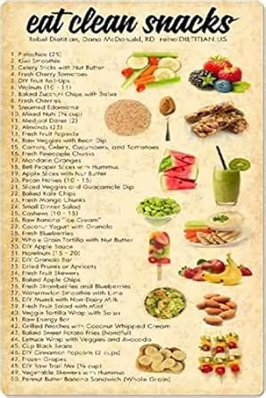 Healthy Eating Guidelines Metal Signs Eat Clean Snacks Infographic Tin ...