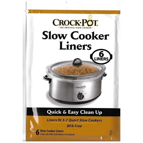 Crock Pot Slow Cooker Liners (6 Liners) - Fits 3-7 Quart Slow Cookers ...