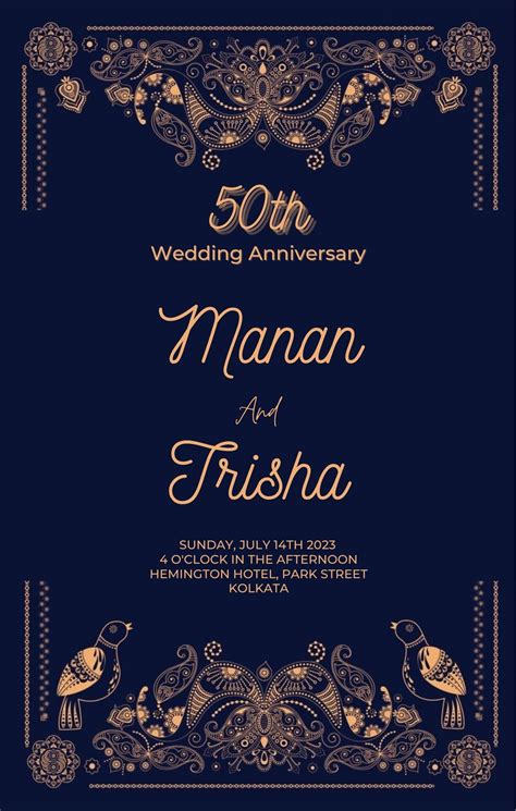 50th Royal Wedding Anniversary Invitation Card - Shaadi Vibes