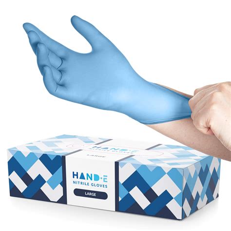 Buy Hand-E Touch Blue Nitrile Disposable Gloves Large 100 Count - Latex ...