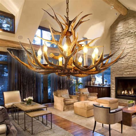 Rustic Antler Chandelier - 8 Light, Large Deer Antler Light Fixture ...