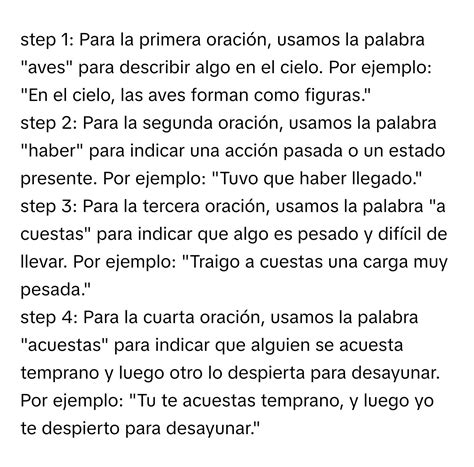 Solved: Oraciones con las palabras: aves, haber, a cuestas, acuestas ...