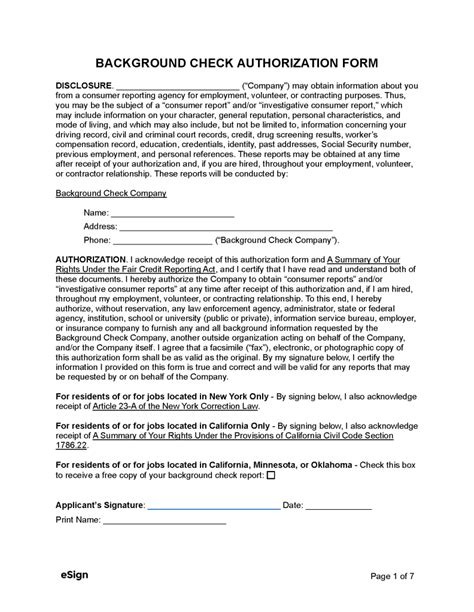 Image result for Background Check Form Signed Sample