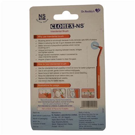 Clohex-NS Interdental Toothbrush, 6 Count Price, Uses, Side Effects ...