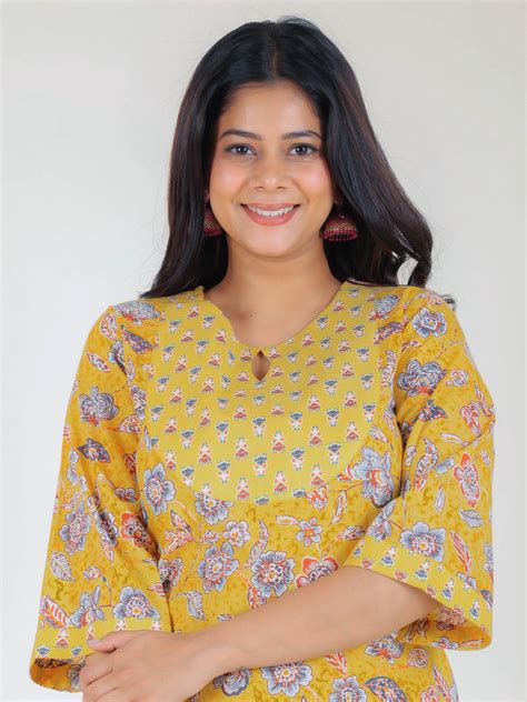 Buy Soft Cotton Floral Straight Yellow Kurta, Salwar & Dupatta TP1305T ...