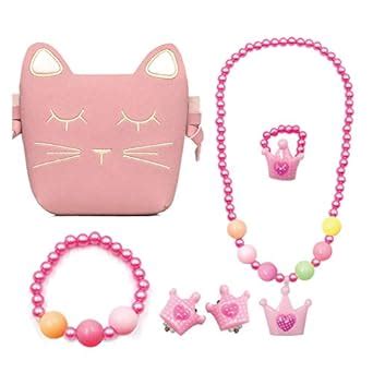 childrens Play Jewelry Set, Little Girls Pink Purse for Kids Halloween ...