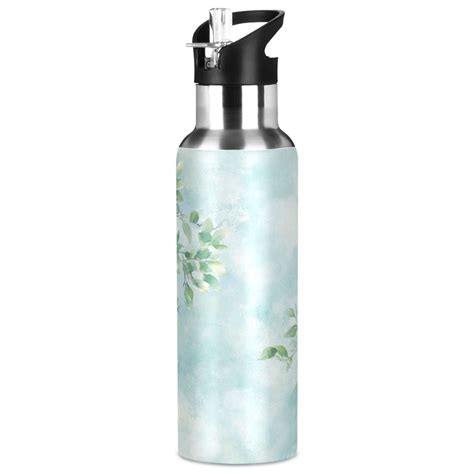 Soft Leafy Background 1000ml Double Walled Stainless Steel LeakProof Sports Bottle Thermo 8h ...