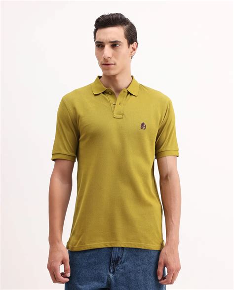 Rare Rabbit Men's Pareto Flouroscent Olive Cotton Embroidered Regular