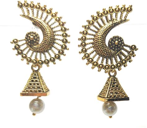 Flipkart.com - Buy Guruji Mart Elegant golden big studs with a pearl ...