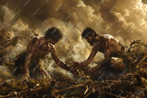 Biblical Story of Cain and Abel Religious Concept Art | Premium AI ...