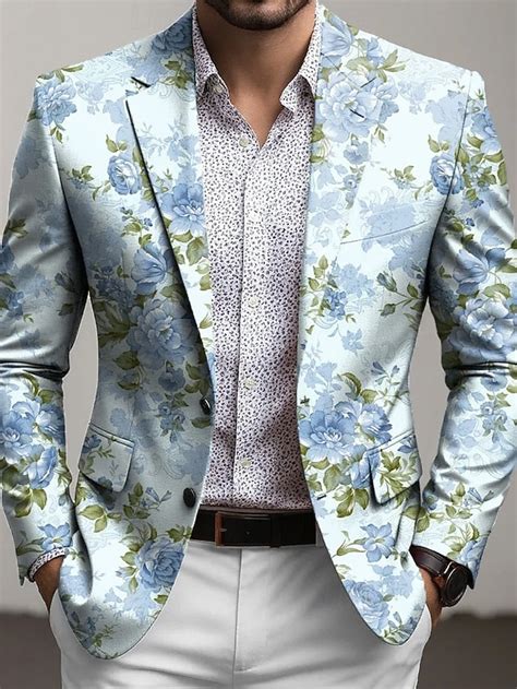 Homme Imprimé Floral Veste blazer Manteau Mode Confortable Respirant ...