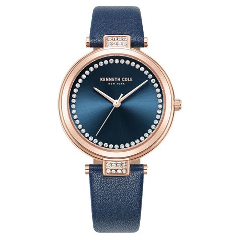 Buy Online Kenneth Cole Quartz Analog Blue Dial Blue Leather Strap ...