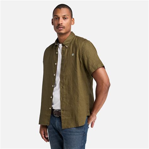 Mill Brook Linen Short-Sleeve Shirt for Men in Green