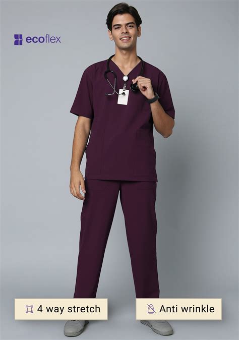 Buy Eco flex Men's 5 Pocket Active (Wine) Scrub Online – Knya