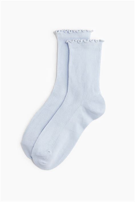 Women's Pigeon blue/light blue 5-pack Rib-knit Socks | H&M CA