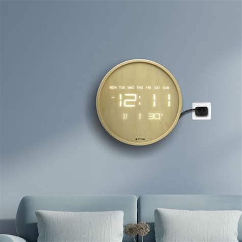 Buy Online Titan Wood-Grain LED Digital Clock - 32 cm x 32 cm (Medium ...