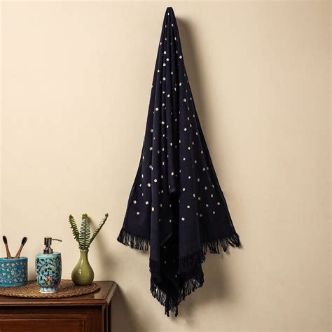 Blue Kutch Bandhani Tie-Dye Pure Handloom Cotton Towel