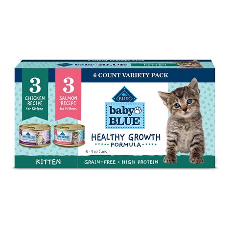 Blue Buffalo Baby BLUE Kitten Wet Cat Food, Chicken & Salmon, 3-oz. (6 ...