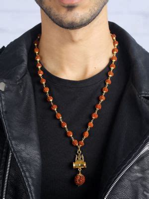 Buy Priyaasi Trishul Rudraksha Gold Plated Chain for Men Online