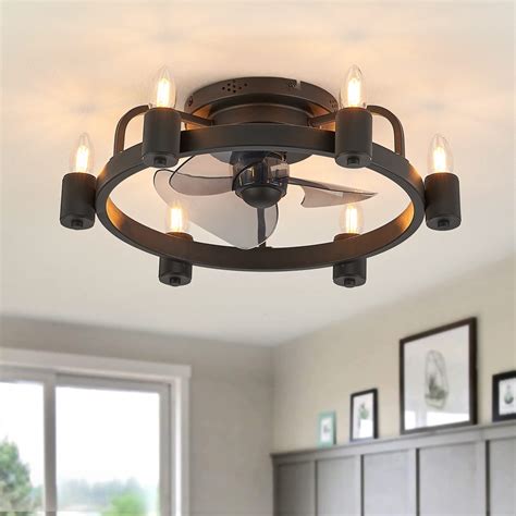 LUDOMIDE Ceiling Fans with Lights, Low Profile Ceiling Fan with Light ...