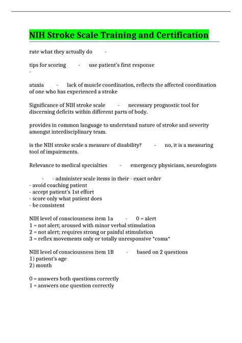NIH Stroke Scale Training and Certification - NIH Stroke Scale Training ...