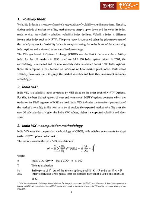 White paper India VOLATILITY INDEX, good to understand about VIX ...