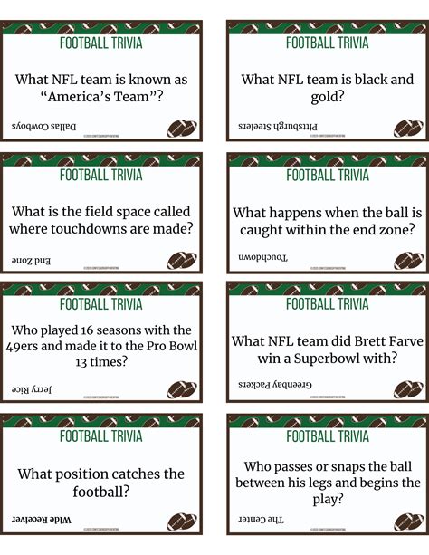 Printable Football Trivia - Printable Word Searches