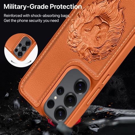 Vaku ® Samsung Galaxy S24 Ultra Lion Embossed Luxury Designer Leather ...