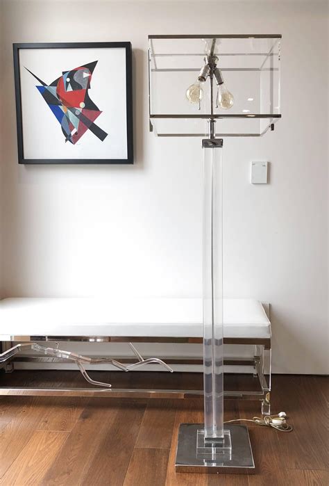 Charles Hollis Jones "Edison" Floor Lamp in Lucite and Polished Nickel ...
